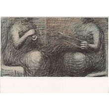Henry Moore Women Winding Wool Painting Postcard