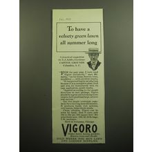 1928 Swift & Company Vigoro Ad - To have a velvety green lawn all summer long