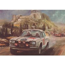 1968 Roger Clark Jim Porter Acropolis Rally Motor Racing Painting Card