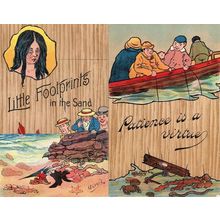 Little Footprints In The Sand Patience Is A Virtue 2x Old Comic Postcard s