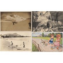 Surfing Surfboarding Real Photo Jogging Comic Skiing 4x Postcard s