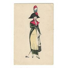 G Leonnec Signed Art Nouveau Postcard. Lady In Napoleon Costome.
