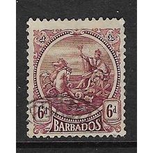 BARBADOS 1921-4 WMK MULTI-SCRIPT CA 6d USED SG225