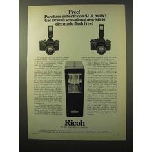 1971 Ricoh Singlex & TLS 401 Camera Ad - Braun Flash