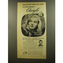 1945 Westmore Overglo Liquid-Cream Foundation Make-up Ad - Veronica Lake
