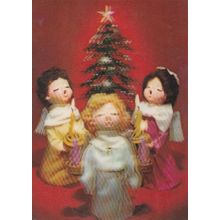 Toy Puppet Choir Singing Under Christmas Tree THREE DIMENSIONAL Postcard