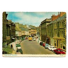 Postcard Scotland Angus Arbroath High Street shops cars hotel posted late 1960s