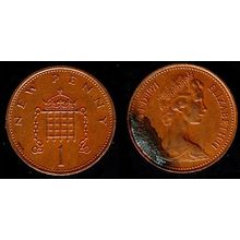 United Kingdom One New Penny 1971 Portcullis Used Coin 1p QE II UK