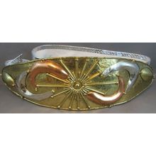 1980's Abstract Bohemian Modernist MIXED METAL BUCKLE Brass Copper Silver & Belt