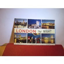 LONDON BY NIGHT.. used vintage postcard by Valentine 1973 stamp =