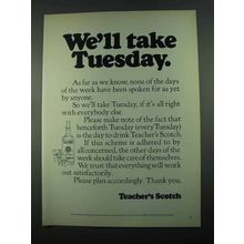1969 Teacher's Scotch Ad - We'll Take Tuesday