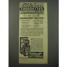 1944 Gebhardt's Eagle Chili Powder Ad - Chicken Croquettes Mexican Style
