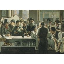 Victorian London Serving Customers in 1800s Pub Painting Postcard