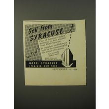 1954 Hotel Syracuse Ad - Sell from Syracuse