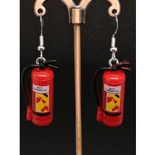 Novelty Fire Extinguisher Earrings Kitsch/Fun/Funky Silver Plated