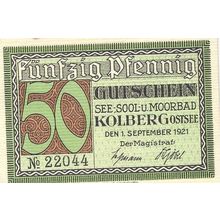 1921 Germany Moorbad Kolbert Gostee 50 Pfennig xf/mt