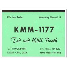 kmm-1177 ted booth travis afb calif 1960s cb qsl card vintage postcard