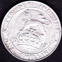 1917 Great Britain 1 Shilling Silver Coin