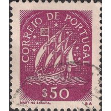 PORTUGAL, Galleon, maroon 1943, 50 centavos #2,