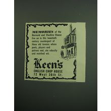 1949 Keen's English Chop House Ad - Memories of the mermaid and cheshire cheese