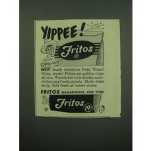 1949 Fritos Corn Chips Ad - Yippee! Say Free-tose