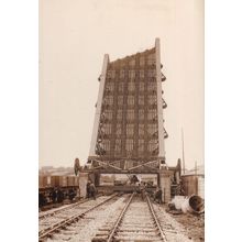 Installation of Bascule Railway Bridge Carmathen Welsh Train Postcard