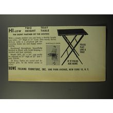 1956 Howe Model 2HT Tray Table Ad - Hi-low two height Tray table