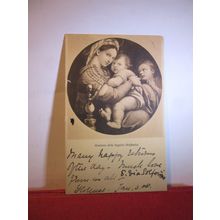 MADONNA painting by SANZIO RAFFAELLO used antique postcard 1908 pm =