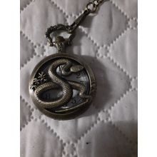 ornate pocket watch on chain working order snake design quartz