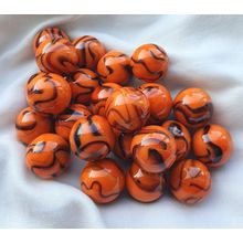 BENGAL TIGER 12 Beautiful Glass Marbles, Orange and Black Swirl, 22mm, Brand New