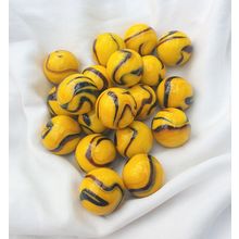 BUMBLEBEE - 12 Beautiful Glass Marbles, Yellow and Black Swirl, 22mm, Brand New