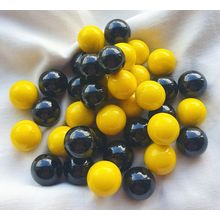 OPAQUE 'BEE MIX' - BLACK AND YELLOW - 25 Solid Colour Glass Marbles, 14mm