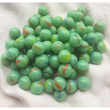 SEA ANEMONE - 25 Beautiful Glass Marbles, Mint Green & Coloured Swirl, New, 16mm