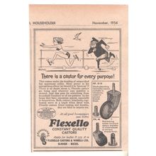 FLEXELLO FURNITURE CASTORS : Original Vintage 1956 Magazine Advert