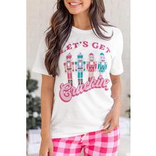 White Lets Get Cracking Print Christmas Crewneck T Shirt