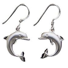 Sterling Silver Dangle Dolphin Earrings