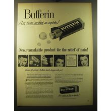 1949 Bufferin Medicine Ad - Bufferin acts twice as fast as aspirin
