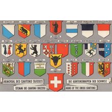 Arms Of The Swiss Cantons Switzerland Shield Rare Postcard