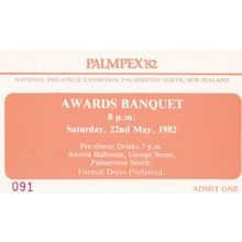 Palmpex 82 New Zealand Awards Banquet Palmerston Rare Invitation Card