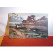 painting by Paul Barthel used postcard by Tuck. 'Oilette' art =