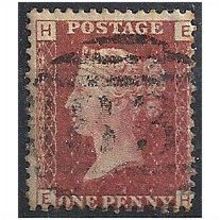 1858 SG43 1d Red Plate 102 Good/Fine Used Check Letters "EH".