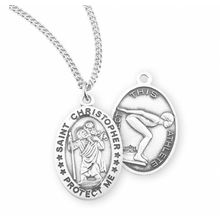 St. Christopher Women's Swimming Sterling Silver Medal Necklace