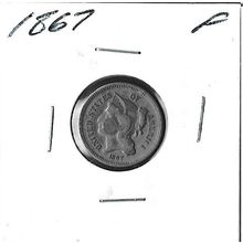 1867 US 3 cent Piece Fine Grey Sheet $25.00