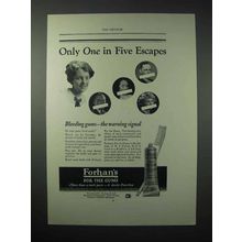 1923 Forhan's Toothpaste Ad - One in Five Escapes