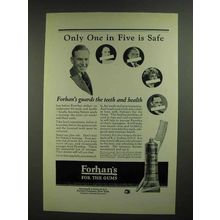 1923 Forhan's Toothpaste Ad - Only One in Five is Safe