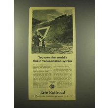 1944 Erie Railroad Ad - World's Finest Transportation