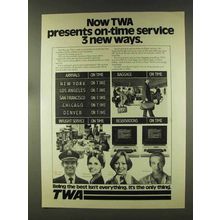 1977 TWA Airline Ad - Presents On-Time Service