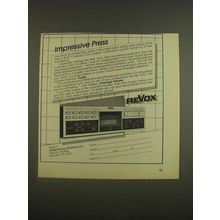 1985 ReVox B225 Compact Disc Player Ad - Impressive Press