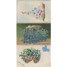 Transportation Flower Vehicles 3x Posh Antique Postcard s
