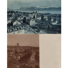 Lausanne Les Alpes De La Savoie Blue & 2nd Unique 2x Swiss Postcard s